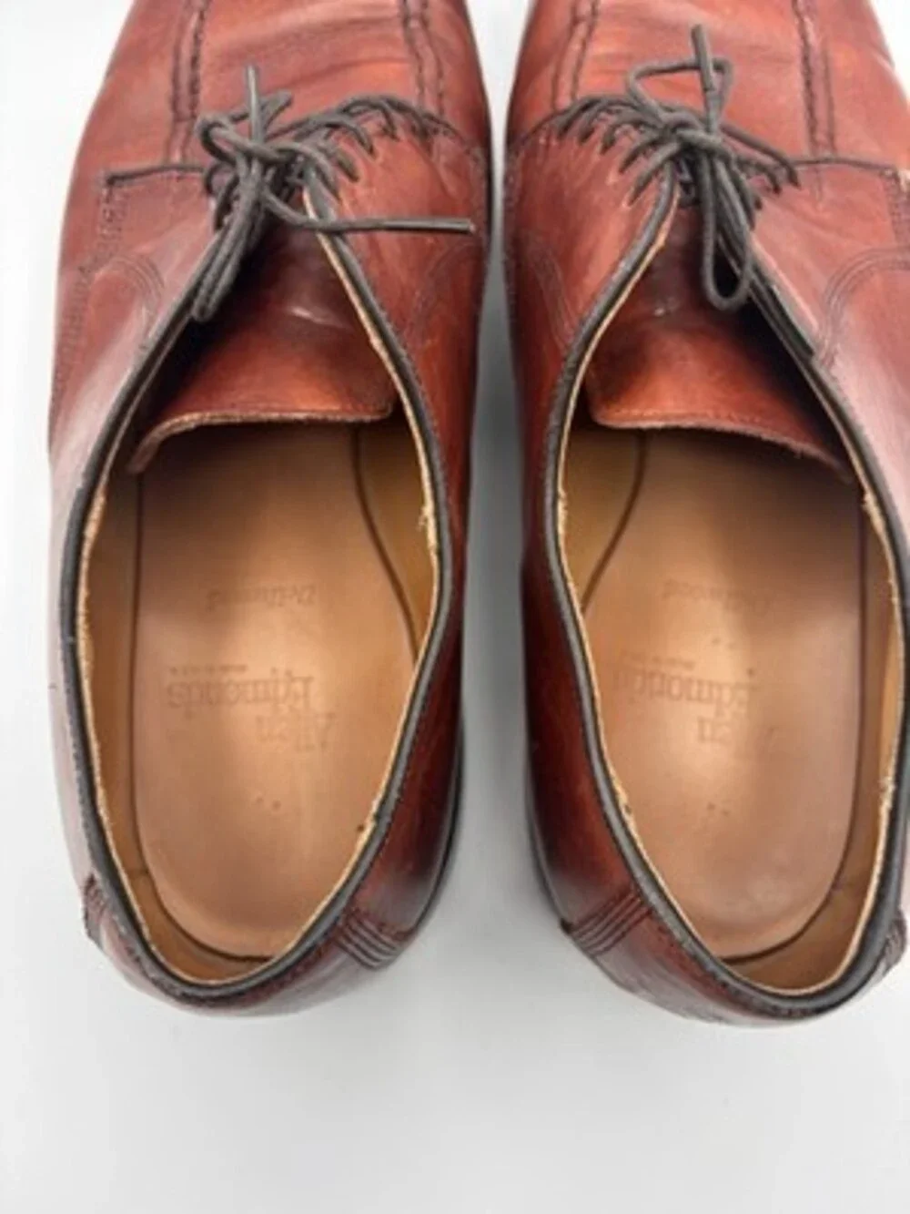 Allen Edmonds Dellwood Brown Leather Derby Dress Shoes Mens 10 Vibram Bottoms